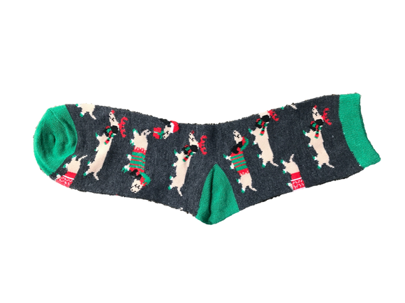 Gray Reindeer Dachshund Women's Crew Length Socks