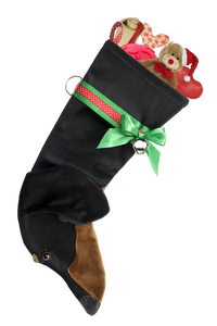Dachshund Shaped Christmas Stocking - Black & Tan