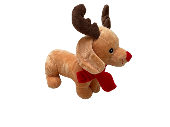 Reindeer Squeaky Weenie Plush Dog Toy