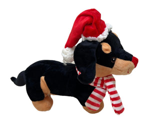 Santa Squeaky Weenie Plush Dog Toy