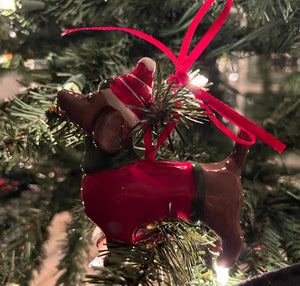 Ceramic Holly Dachshund Ornament