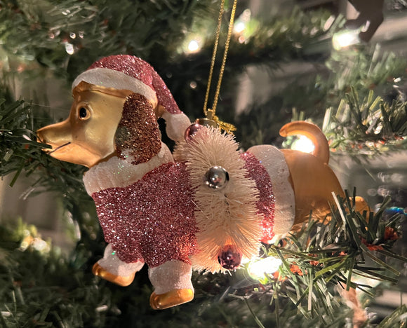 Pink Glitter Dachshund Ornament