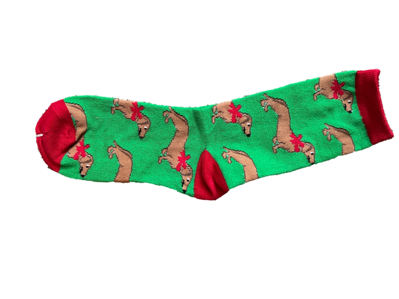 Ladies Green Dachshund Crew Length Socks