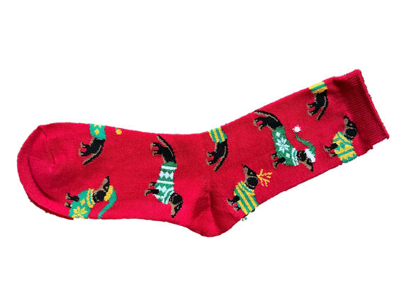 Festive Sweaters Dachshund Crew Length Socks