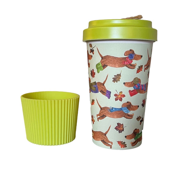 Fall Dachshunds Reusable Eco Coffee Cup