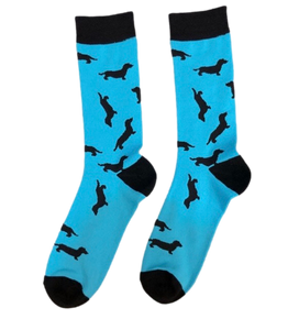 Aqua Dachshund Socks