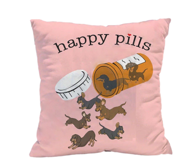 Happy Pills Throw Pillow Cover (Cover Only)