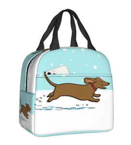 Dachshund Through the Snow Insulated Lunch Bag