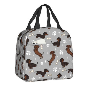 Gray Dachshund Insulated Lunch Bag