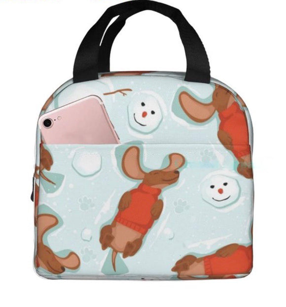 Snow Angels Dachshund Insulated Lunch Bag