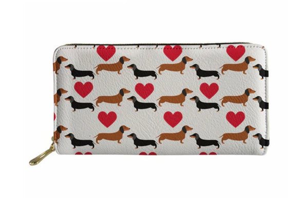 Dachshund Design Zippered Wallet - I ❤️ Dachshunds