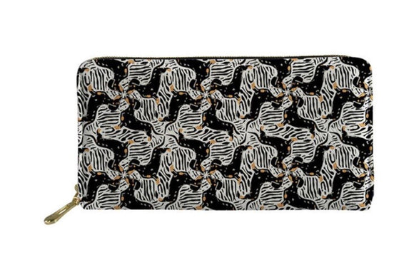 Dachshund Design Zippered Wallet -  Abstract