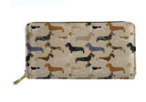 Dachshund Design Zippered Wallet -  Tan Wirehair