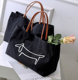 Line Dachshund Canvas Handbag