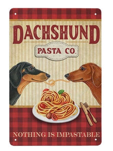 Dachshund Pasta Retro Metal Sign