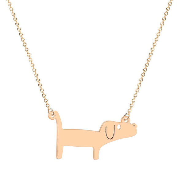 Rose Gold Color Modern Dachshund Necklace
