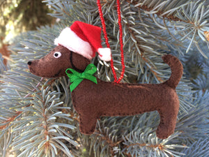 Santa Dachshund Christmas Tree Ornament