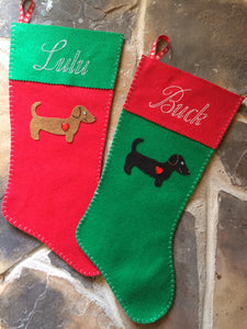 Handmade Dachshund Christmas Stocking