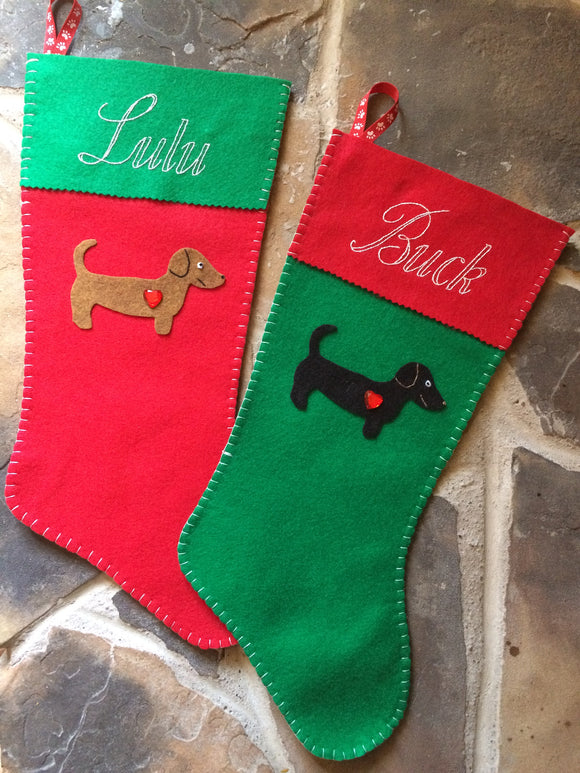 Handmade Dachshund Christmas Stocking